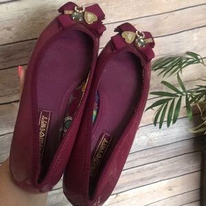 COACH | poppy embellished detail maroon flats